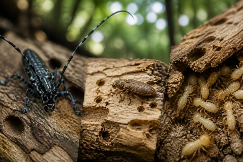 découvrez comment identifier les insectes xylophages tels que les capricornes, vrillettes et termites pour mieux protéger vos bois et structures.