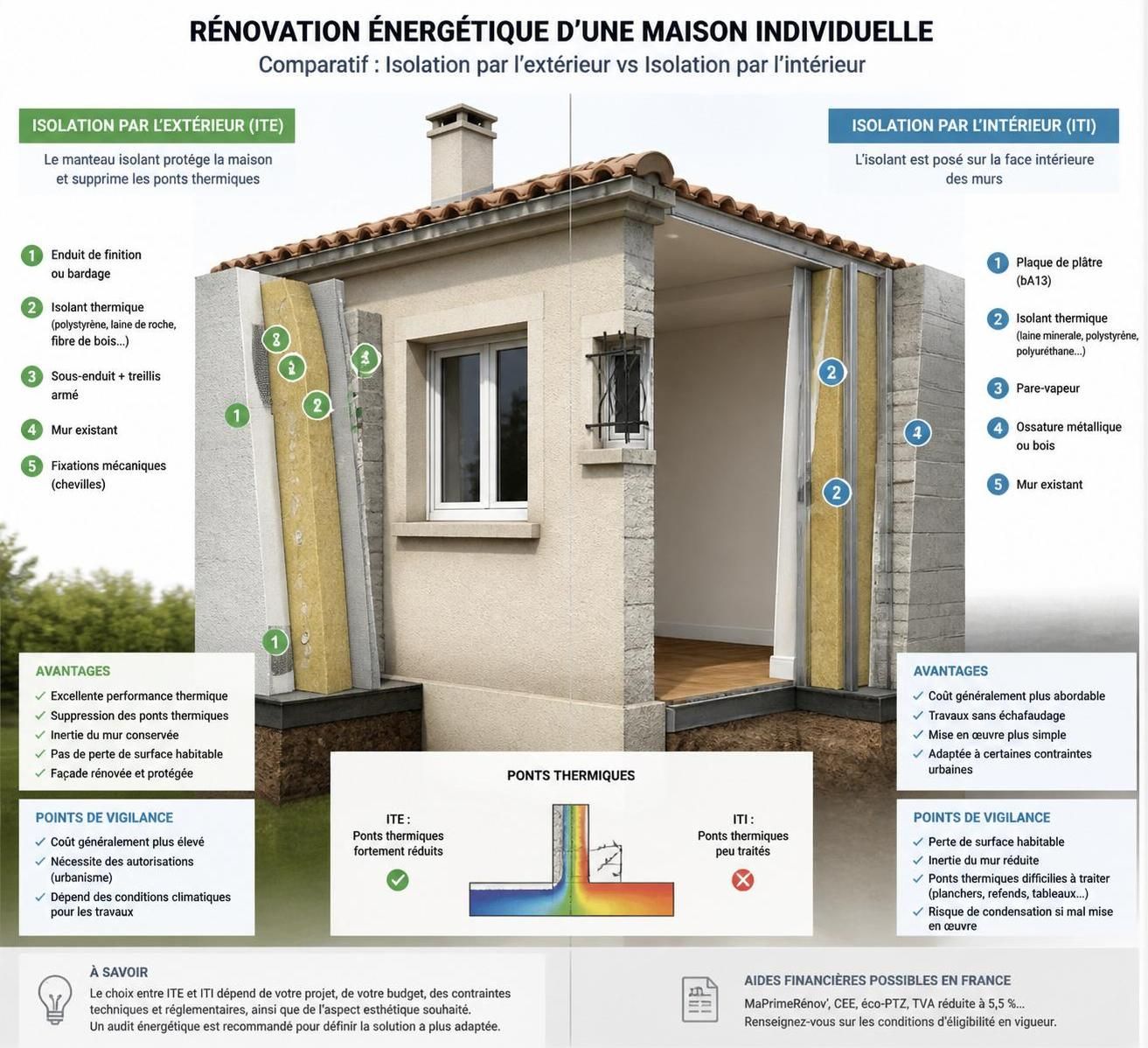 découvrez comment choisir entre l'isolation intérieure et extérieure de vos murs pour optimiser le confort thermique et réaliser des économies d'énergie efficaces.
